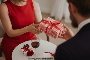 Woman-giving-man-valentine-gift