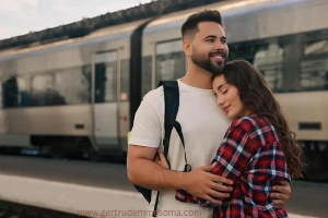 Woman-in-a-long-distance-marriage-hugging-her-husband